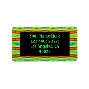 bright green orange stripes label