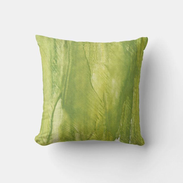 Bright green painting art cushion (Front)