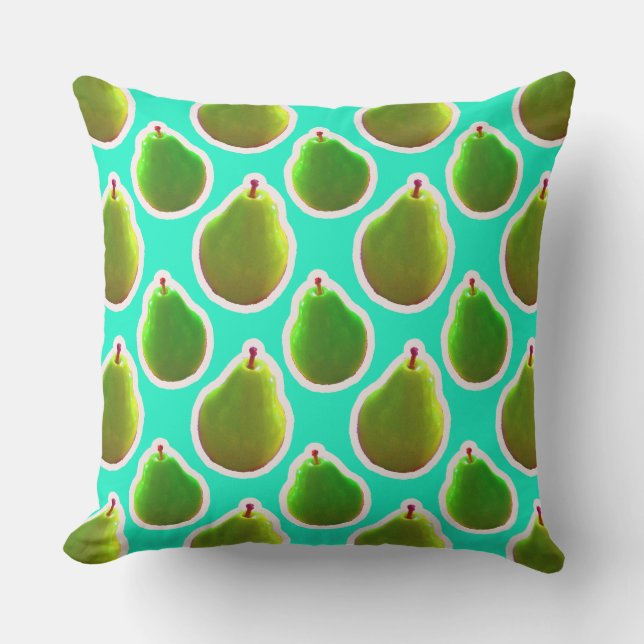 Bright Green Pears Outdoor Cushion (Front)