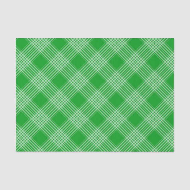 Bright Green Plaid Checked Pattern Tissue Paper (Front)