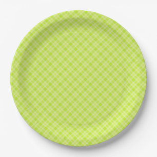 Bright green plaid paper plate