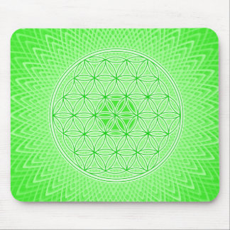 Bright Green Psychedelic Sacred Geometry Mandala Mouse Pad