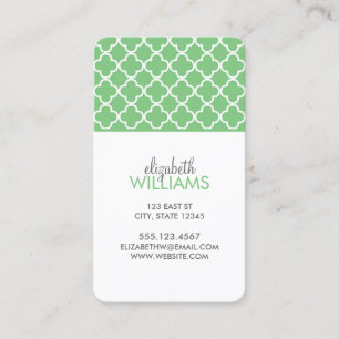 Bright Green Quatrefoil Pattern Business Card