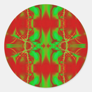 bright green red classic round sticker