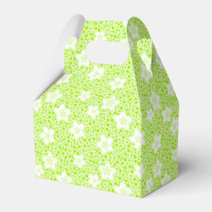 Bright green retro polka dots with floral pattern favour box