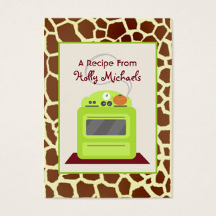 Bright Green Retro Stove & Giraffe Recipe Cards