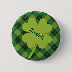 Bright Green Shamrock Personalised Pin