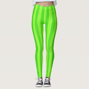 Bright Green Stripe Pattern Leggings