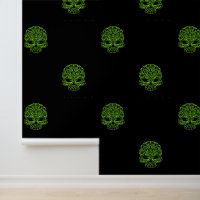 Bright Green Sugar Skulls on Black