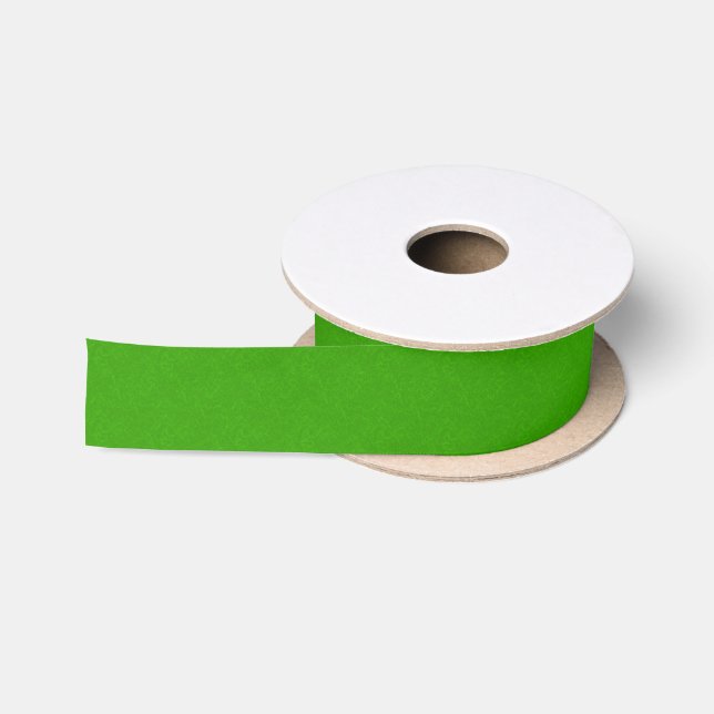 Bright green textured surface  swirling pattern satin ribbon (Spool)