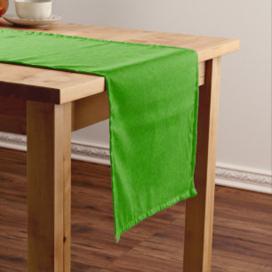 Bright green textured surface swirling pattern short table runner