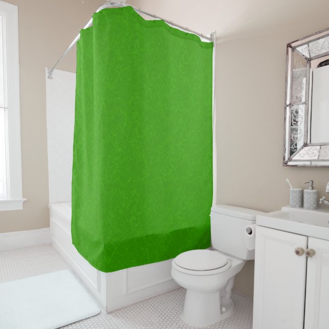 Bright green textured surface  swirling pattern shower curtain (In Situ)