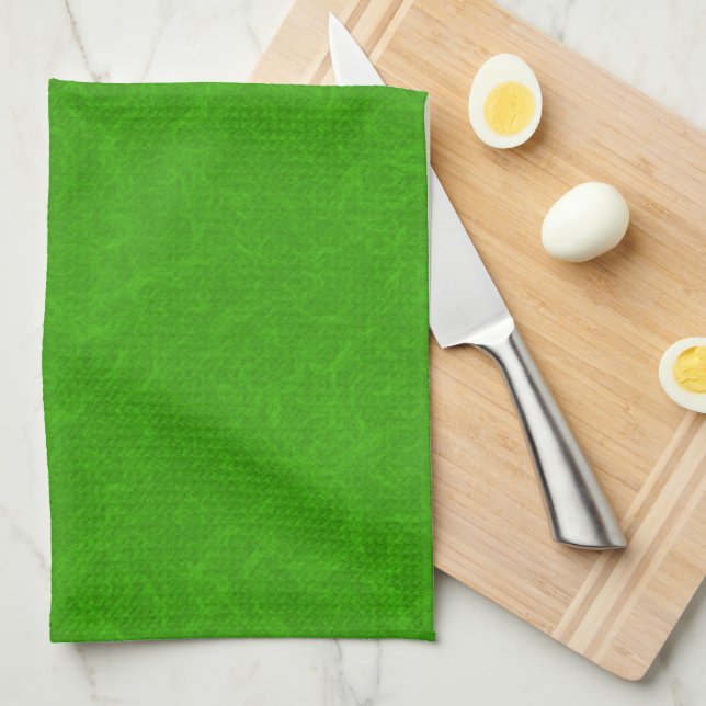 Bright green textured surface  swirling pattern tea towel (Quarter Fold)