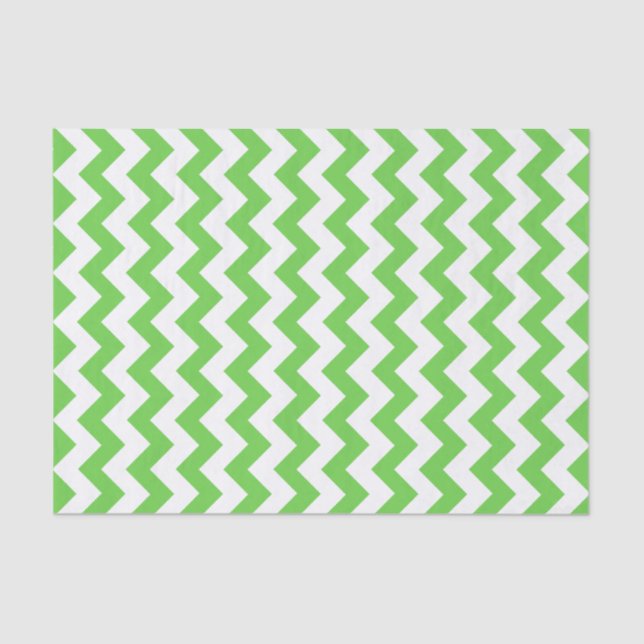 Bright Green & White Chevron Pattern Tissue Paper (Front)