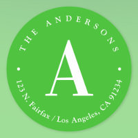 Bright Green & White Monogram Return Address