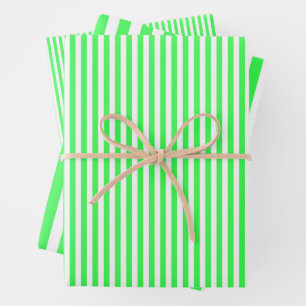 Bright Green & White Stripes Wrapping Paper Sheet