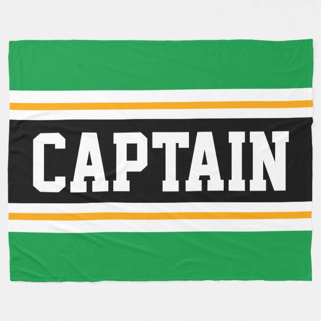 Bright Green Yellow Black CAPTAIN Racing Stripes Fleece Blanket (Front (Horizontal))