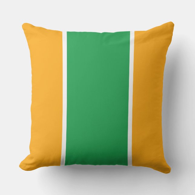 Bright Green Yellow Orange White Racing Stripes Cushion (Front)
