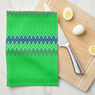 Bright Green Zigzag Kitchen Towel
