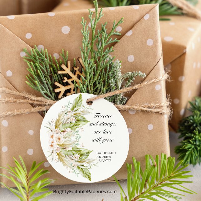 Bright Greenery Tropical Pampas Grass  Classic Round Sticker (Tropical Pampas Pop: Brighten Your Day with Our Greenery Sticker.)