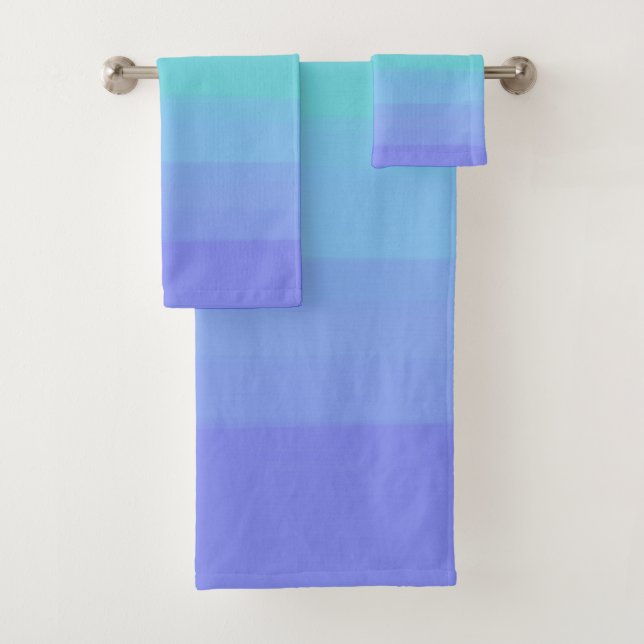Bright Greens and Blues Gradient Bath Towel Set (Insitu)