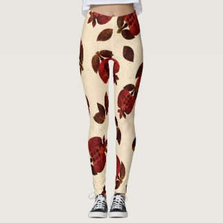 Bright grenades: handmade repeating pattern. leggings