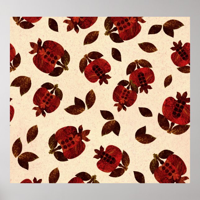 Bright grenades: handmade repeating pattern. poster (Front)