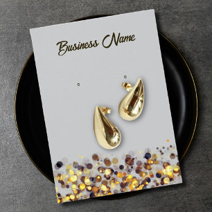 Bright grey golden QR code earring display card
