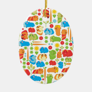 Bright Guinea Pig Patch Ceramic Tree Decoration