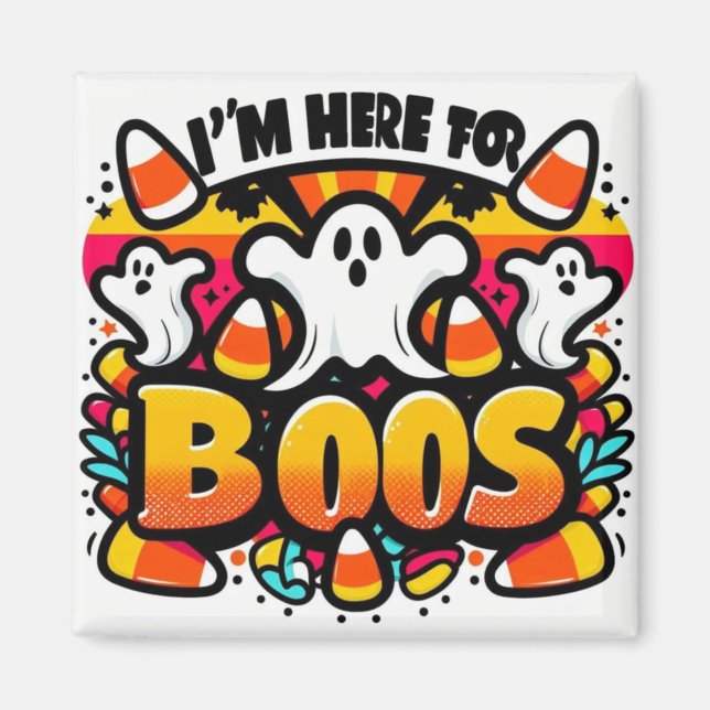 Bright Halloween: Ghost and Candy in a Fun Design Magnet (Front)