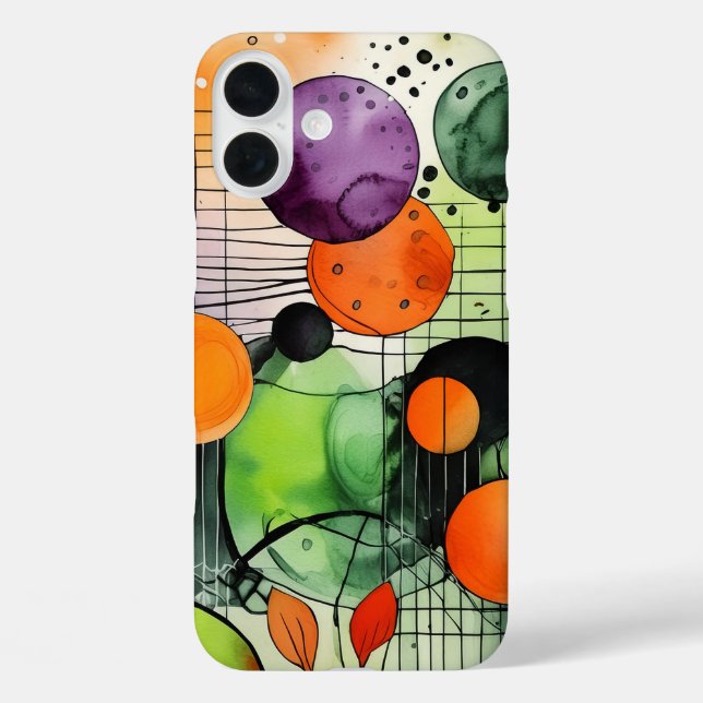 BRIGHT HALLOWEEN GREEN & ORANGE & PURPLE ABSTRACT  Case-Mate iPhone CASE (Back)