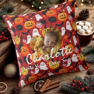 Bright Halloween Joy – Pumpkins and Ghosts Baby Cushion
