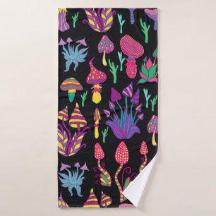 Bright,hallucinogenic,decorative,fantastic mushroo bath towel