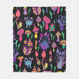 Bright,hallucinogenic,decorative,fantastic mushroo fleece blanket