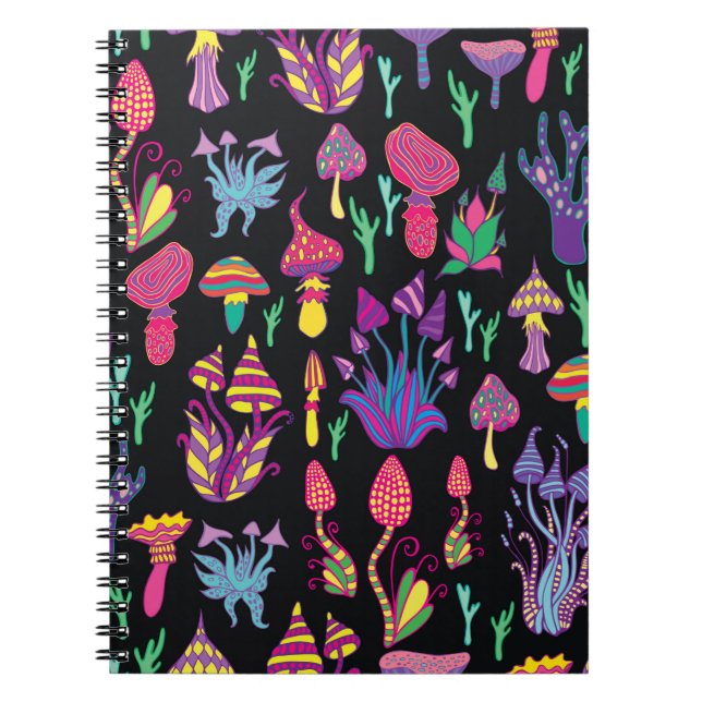 Bright,hallucinogenic,decorative,fantastic mushroo notebook (Front)