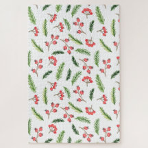 Bright Hand Drawn Christmas Mistletoe Pattern