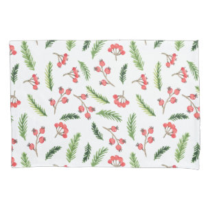 Bright Hand Drawn Christmas Mistletoe Pattern Pillowcase