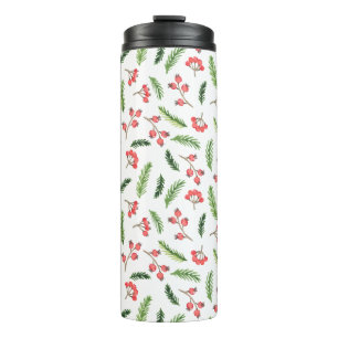 Bright Hand Drawn Christmas Mistletoe Pattern Thermal Tumbler