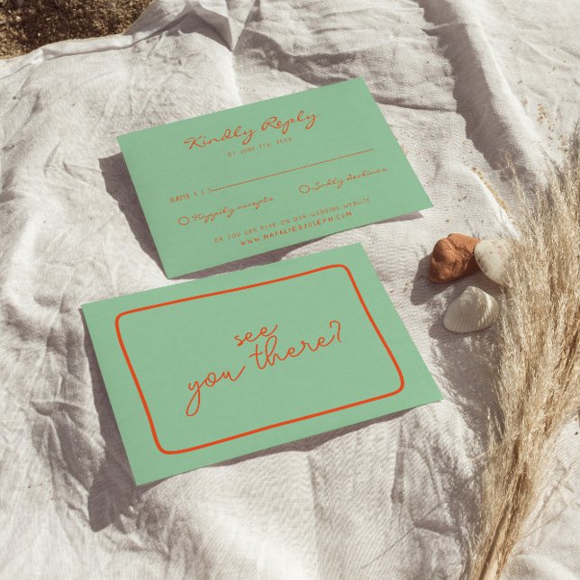 Bright Hand-Written Colourful Retro Unique Wedding RSVP Card (Creator Uploaded)