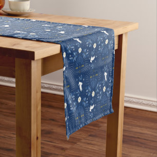 BRIGHT HANUKKAH LIGHT SHORT TABLE RUNNER