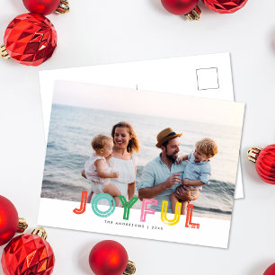 Bright, Happy, and Joyful Holiday Photo Postcard
