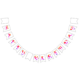Bright Happy Birthday Calligraphy Bunting