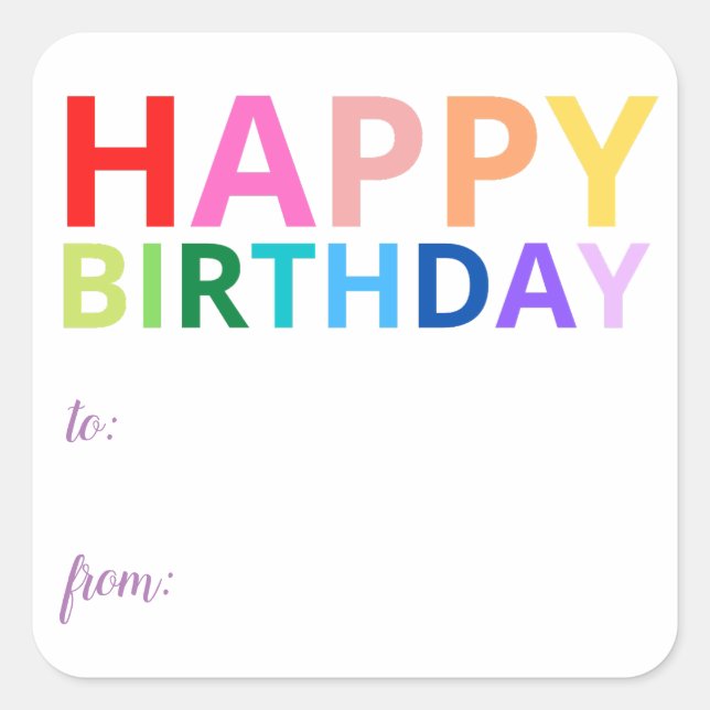 Bright Happy Birthday Sticker (Front)