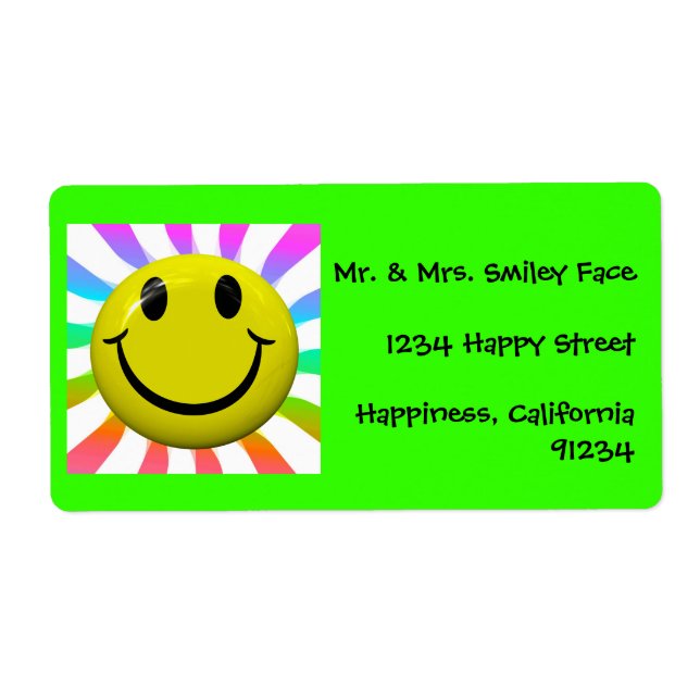 Bright Happy Face Labels (Front)