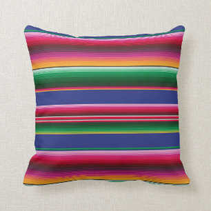 Bright Happy Mexican Serape Print Pillow