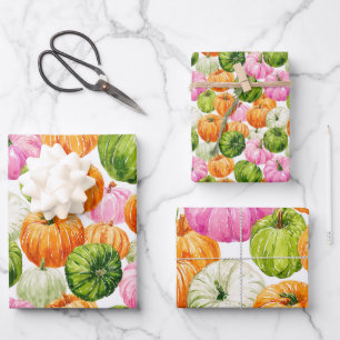 Bright happy pumpkins wrapping paper sheet