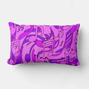 Bright Happy Purple Hues Dancing Music Notes Lumbar Cushion