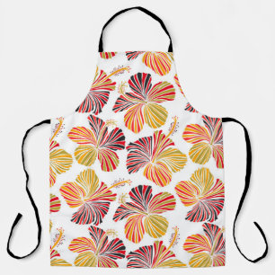 Bright hawaiian design with tropical plants and hi apron