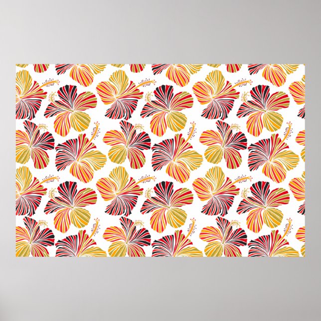 Bright hawaiian design with tropical plants and hi poster (Front)