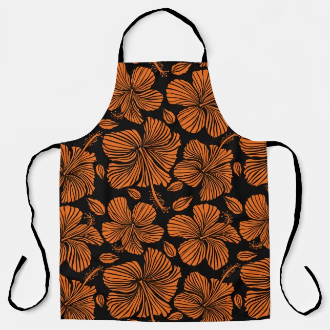 Bright hawaiian seamless pattern with tropical hib apron (Front)
